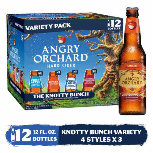 Angry Orchard Hard Cider The Knotty Bunch Variety Pack, Spiked - 12x 12oz Bottles