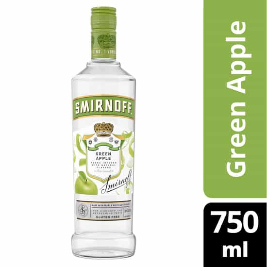 Smirnoff Gluten Free Green Apple Vodka Bottle (750 ml)