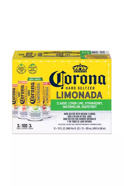 Corona Hard Seltzer Limonada Variety Pack Gluten Free Spiked Sparkling Water - 12x 12oz Cans